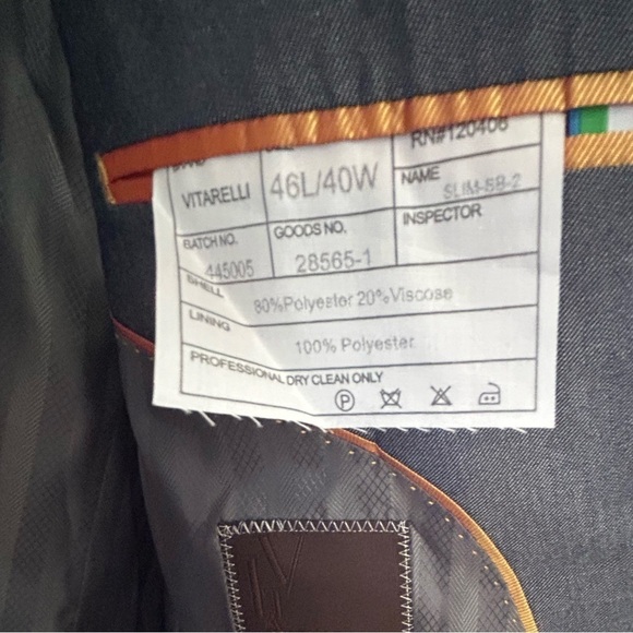 Vitarelli Italian Suit Jacket Sports Coat Gray • Used • Size: 46L/40W - Picture 8 of 9